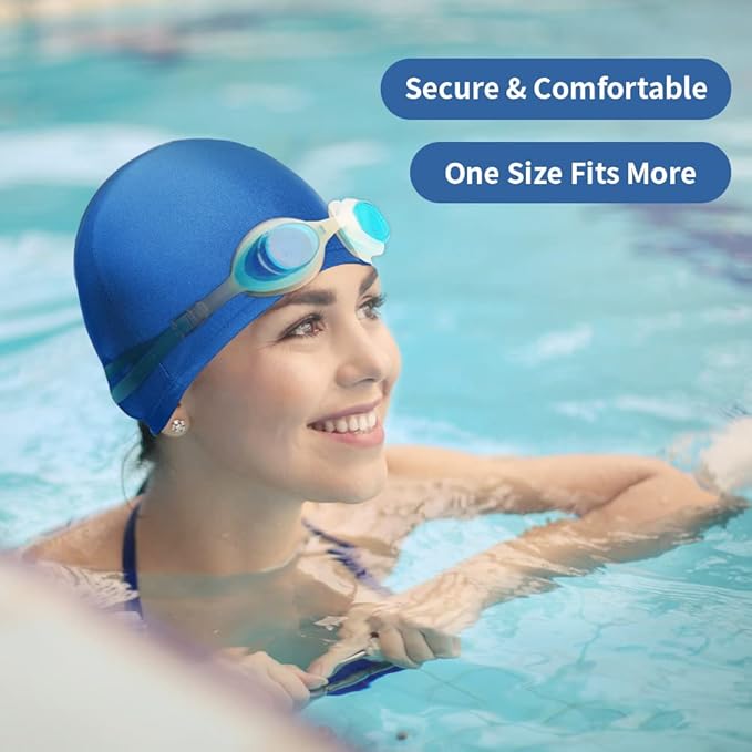 2pcs Cloth Swim Caps for Both Women & Men & Kids Fabric Durable Non-Waterproof Elastic Swimming Pool Cap Bathing Cap for Long and Short Hair-StrideForce Fitness