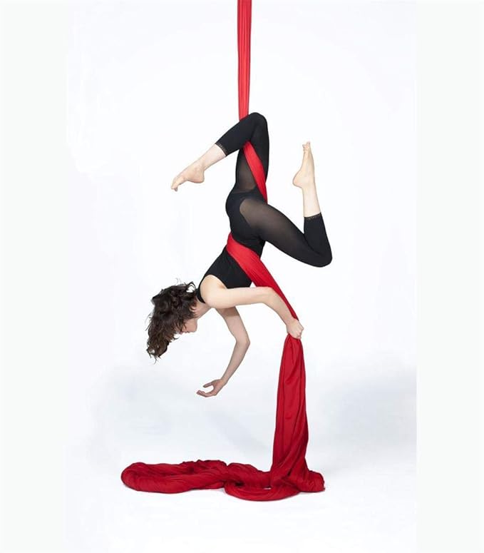 DASKING Aerial Silks Starter Kit - Durable 11Yards of Aerial Yoga Hammock with Hardware, Aerial Swing for Acrobatic Flying Yoga & All Levels (Aerial Rigging Point Up to 14ft)-StrideForce Fitness