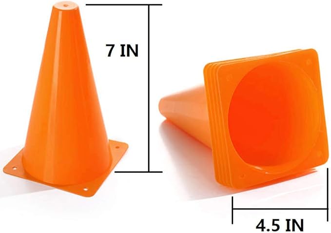 Soccer Cones (7 Inch 25 Pack), Agility Training Sports Cone Plastic with Carry Bag for Kids Football Basketball Drills Field Markers,