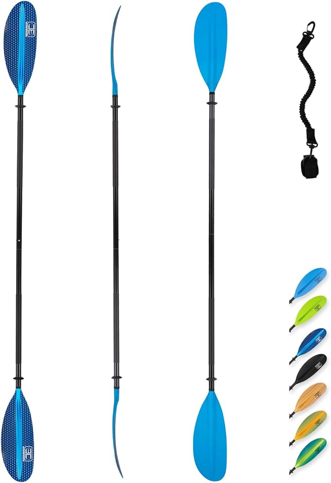 OCEANBROAD Kayak Paddle 86in/218cm, 90.5in/230cm, 95in/241cm Alloy Shaft Kayaking Boating Canoeing Oar with Paddle Leash-StrideForce Fitness