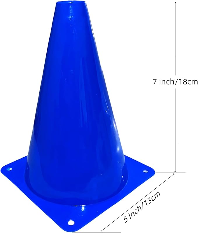 24 Pcs 7 Inch Plastic Traffic Cones, Basketball Football Drills, Skating, Sport Training Agility Markers, Indoor Outdoor Games, Multicolor-StrideForce Fitness