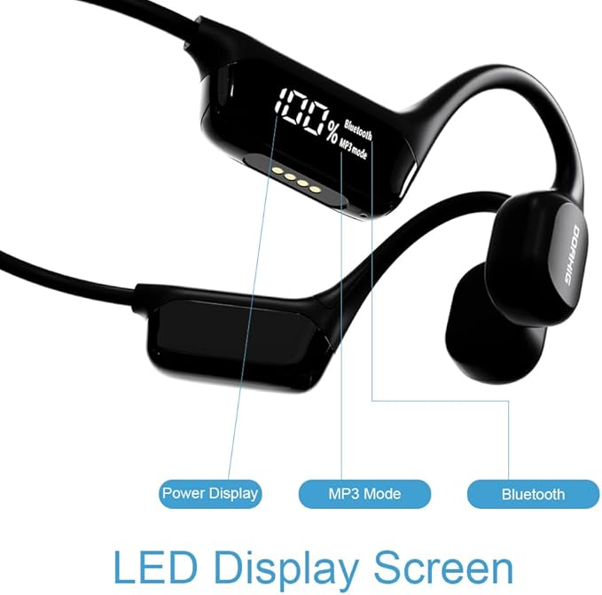 HAO Swimming Headphones True Bone Conduction Open Ear Headset MP3 Player Built-in 32G Memory IP68 Underwater Waterproof Stereo Bluetooth Earphone for Driving Bicycling Running Skiing-StrideForce Fitness