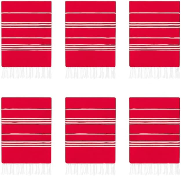 HAVLULAND Turkish Beach Towels Oversized -100% Turkish Cotton Super Soft Lightweight - Absorbent and Quick Drying Bath Towel - Sand Free Beach Towel - Turkish Towels for Adults (Red, 12 Pack)-StrideForce Fitness