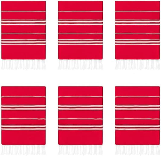 HAVLULAND Turkish Beach Towels Oversized -100% Turkish Cotton Super Soft Lightweight - Absorbent and Quick Drying Bath Towel - Sand Free Beach Towel - Turkish Towels for Adults (Red, 12 Pack)-StrideForce Fitness