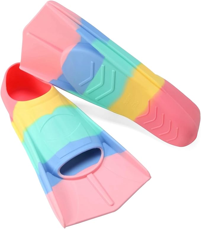 Kids Swim Fins,Short Kids Fins Youth Swimming Flippers for Lap Swimming Training for Children Girls Boys Beginners-StrideForce Fitness