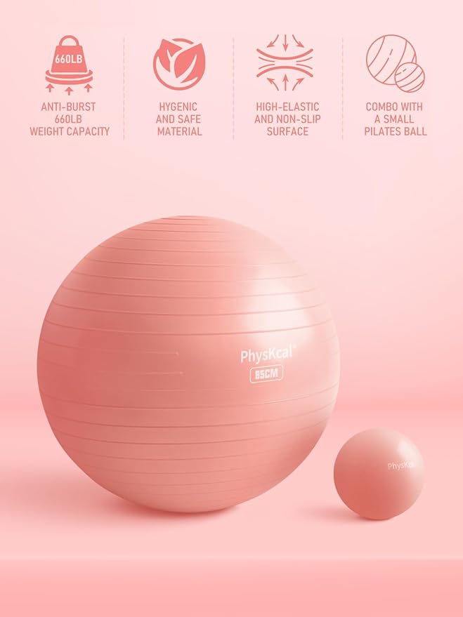Yoga Ball for Exercise, Pilates Set, 4 Sizes Fitness Ball for Workout, Birthing, Pregnancy, Physical Therapy- Pump Included-StrideForce Fitness