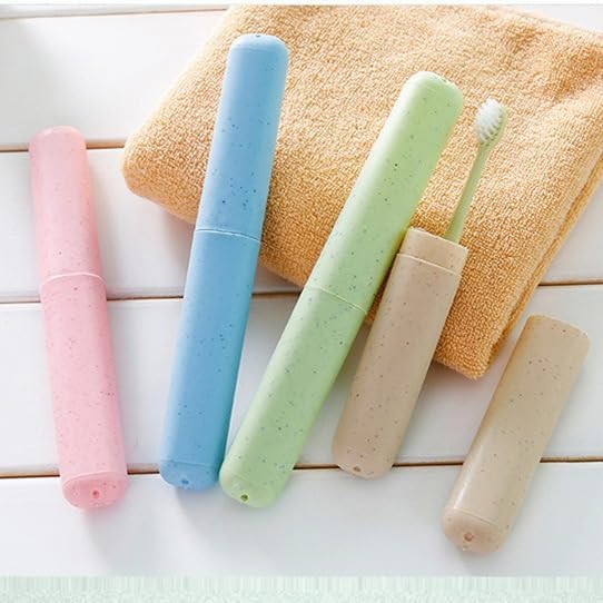 4 Pack Travel Toothbrush Case, Plastic Dust-Proof Travel Toothbrush Holder, Portable Breathable Tooth Brush Cover Container for Trip Home Camping Traveling School Business(4 Colors)