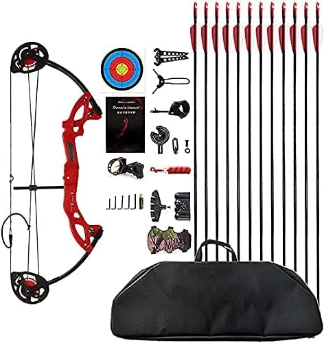 Compound Bow Archery for Youth and Beginner, Right Handed,19”-28” Draw Length,15-29 Lbs Draw Weight, 260 fps-StrideForce Fitness