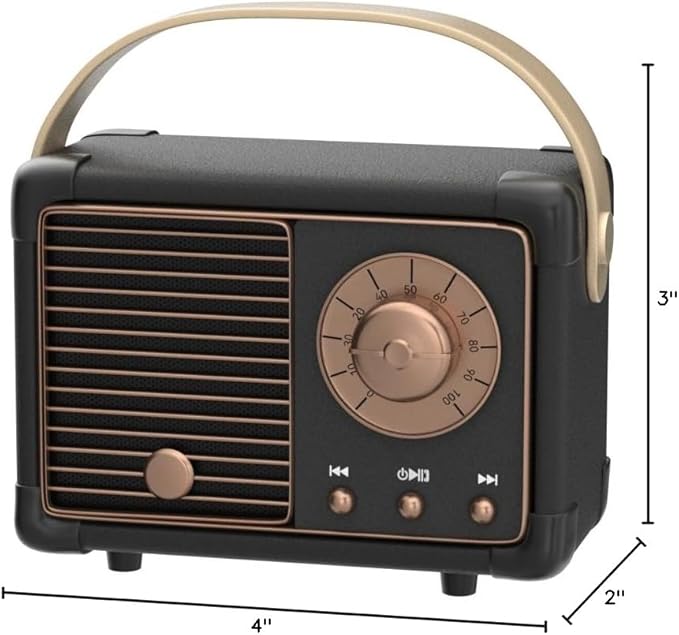 Retro Bluetooth Speaker, Vintage Decor, Small Portable Wireless Speaker,Hands-Free Call,400mA Battery,TF Card,Aux Line, for iOS Android Smartphone Home Office Gift Ideas Black-StrideForce Fitness