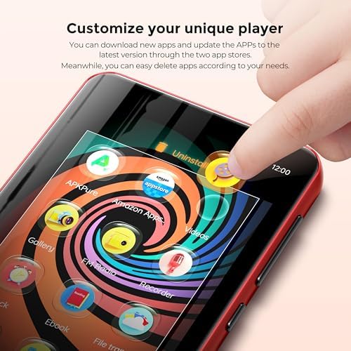 innioasis 160GB MP3 Player with Bluetooth and WiFi, Android Music Player with Spotify,Amazon Music,Pandora,4" Full Touch Screen MP3 Player with Audible,Libby,Audiobooks (Black_Red)-StrideForce Fitness