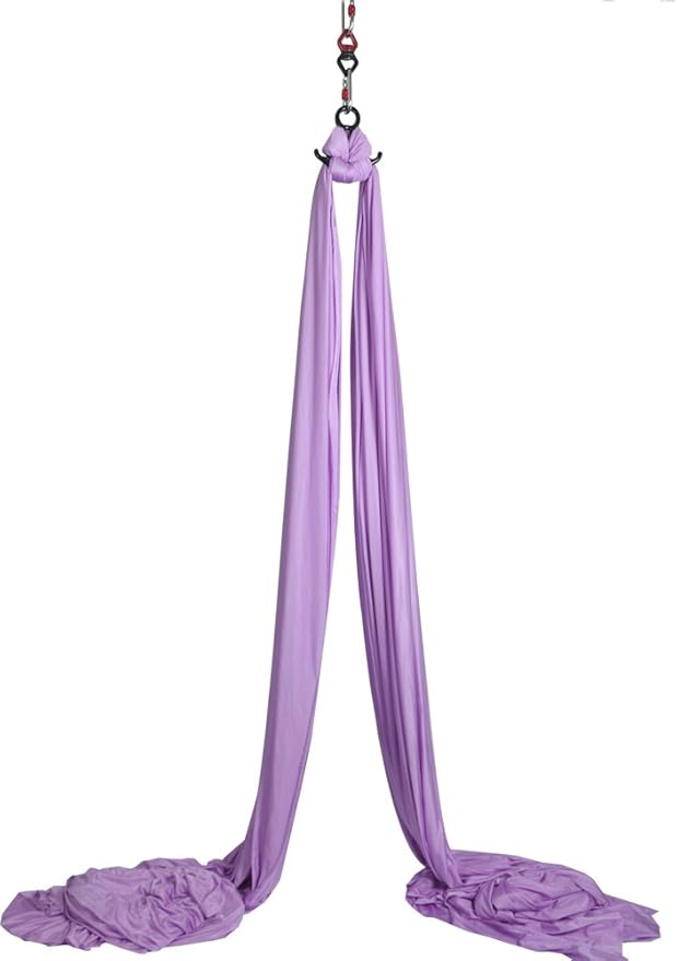 DASKING Aerial Silks Starter Kit - Durable 11Yards of Aerial Yoga Hammock with Hardware, Aerial Swing for Acrobatic Flying Yoga & All Levels (Aerial Rigging Point Up to 14ft)-StrideForce Fitness