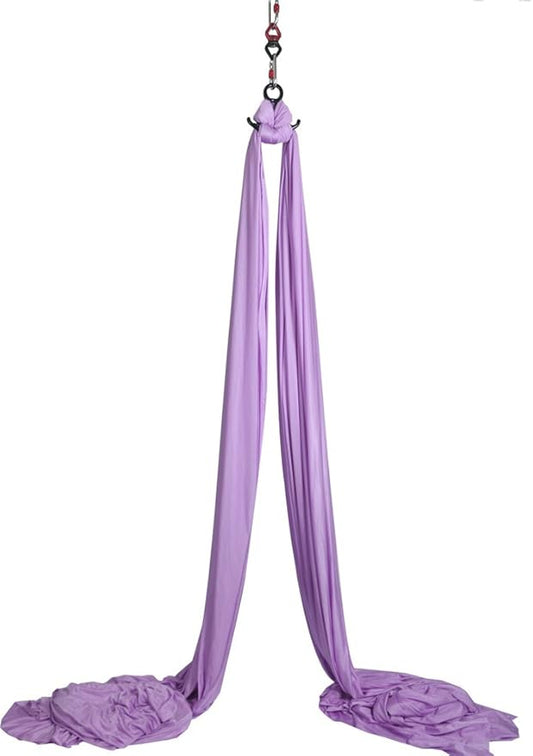 DASKING Aerial Silks Starter Kit - Durable 11Yards of Aerial Yoga Hammock with Hardware, Aerial Swing for Acrobatic Flying Yoga & All Levels (Aerial Rigging Point Up to 14ft)-StrideForce Fitness