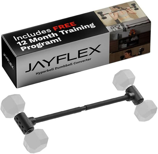 Jayflex Hyperbell Dumbbell Converter - Convert Dumbbells to Barbell Set and Kettlebell for Home Fitness - Adjustable & Up to 200 lb Capacity Weight Barbell for Weight Lifting-StrideForce Fitness