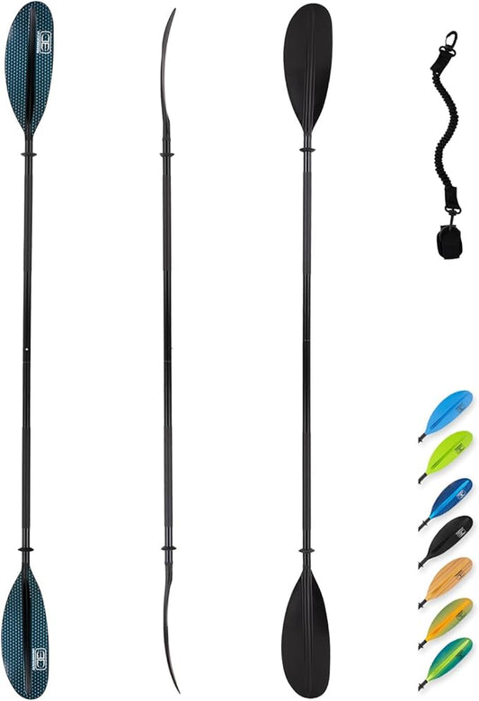 OCEANBROAD Kayak Paddle 86in/218cm, 90.5in/230cm, 95in/241cm Alloy Shaft Kayaking Boating Canoeing Oar with Paddle Leash-StrideForce Fitness