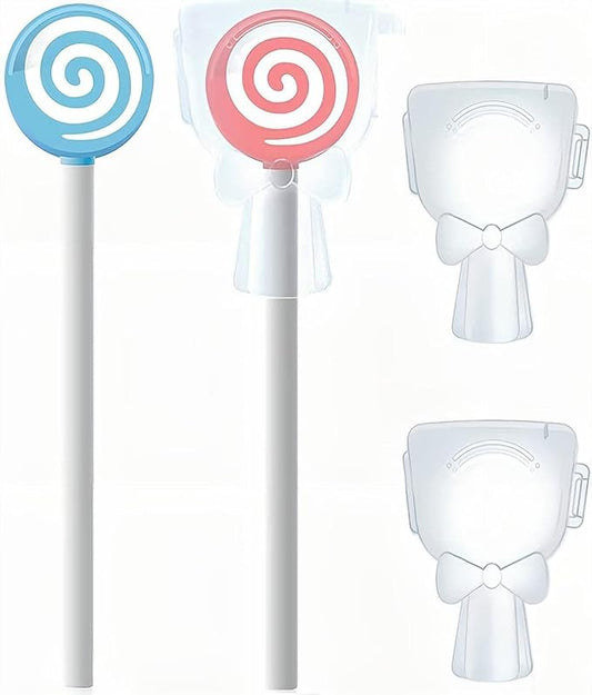 Y-Kelin Kids Tongue Scraper for Ages 2-8, 100% BPA-Free Silicone Cleaner – Cute Lollipop with Easy-to-Grasp Handles and Smiley Covers, Helps Freshen Bad Breath, Pack of 2