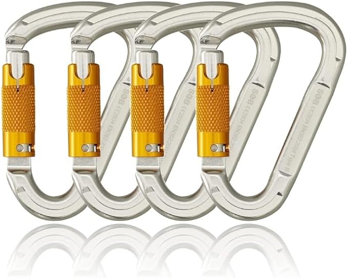SOB Auto Locking Climbing Carabiner Clips,Heavy Duty Asymmetrical Carabiner Connector Used for Rappelling Gear Rescue Outdoor Projects Dog Leash-StrideForce Fitness