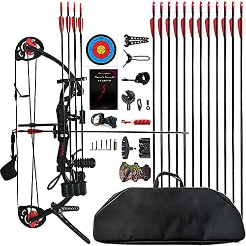 Compound Bow Archery for Youth and Beginner, Right Handed,19”-28” Draw Length,15-29 Lbs Draw Weight, 260 fps-StrideForce Fitness