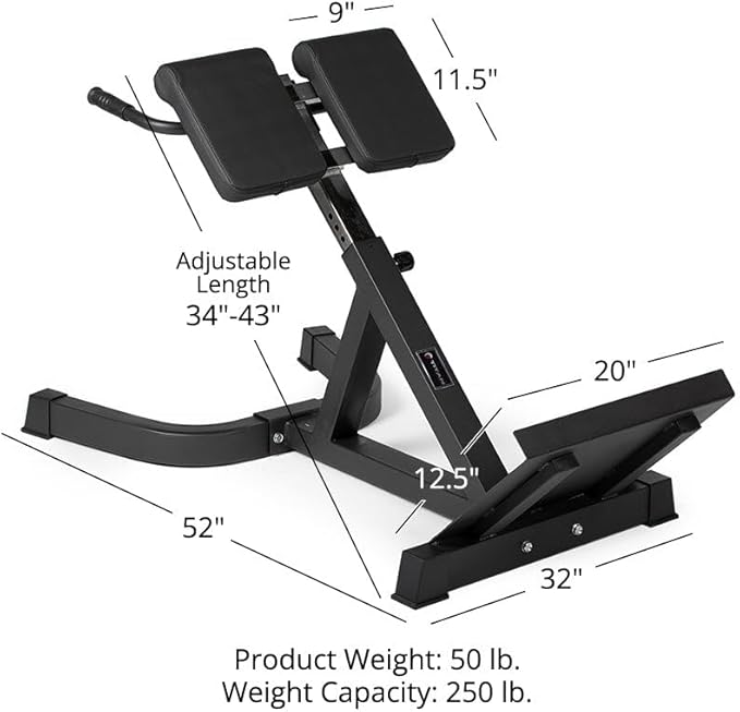 Titan Fitness Roman Chair Back Extension Machine, Adjustable Hyperextension Bench, Soft Durable Padding, Non-Slip Footplate, Adjustable Height, Home Gym Exercise Equipment-StrideForce Fitness