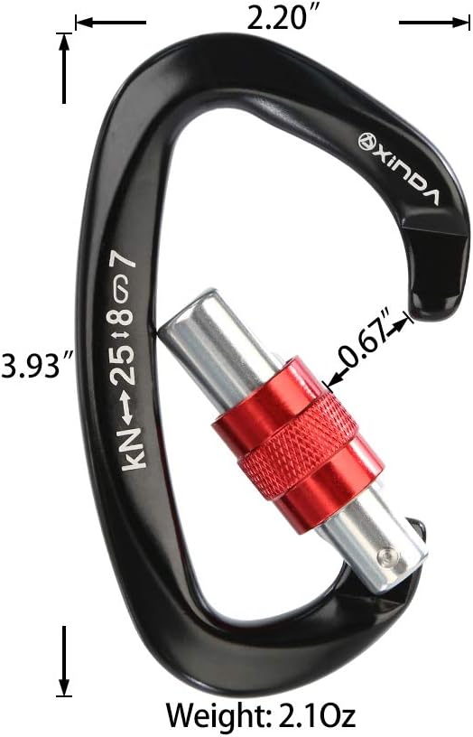 Screwgate Locking Carabiner Clip - Professional Rock Climbing Carabiner Screw Lock,Heavy Duty Carabiners for Climbing,Mountaineer,Hammock,Camping,Outdoor Equipment-StrideForce Fitness