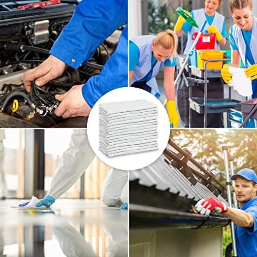 GOLD TEXTILES White Shop Towels Cotton [B Grade Towel] - 60 Pcs 20x40 Inches Shop Rags in a Box - Valuable Cleaning Rags Terry Towel for Industries, Automobiles and Commercial Use (60 Rags)-StrideForce Fitness