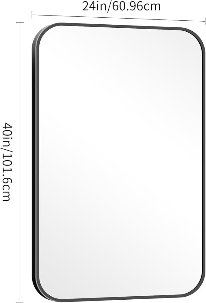 24" x 40"Bathroom Mirror, Matte Black Wall Mirror with Metal Frame, Decorative Rectangular Vanity Mirror for Bedroom Bathroom Living Room Entryway (Horizontal/Vertical)-StrideForce Fitness