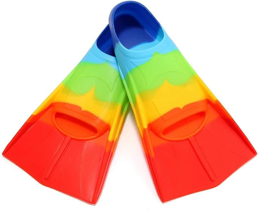 Kids Swim Fins,Short Kids Fins Youth Swimming Flippers for Lap Swimming Training for Children Girls Boys Beginners-StrideForce Fitness
