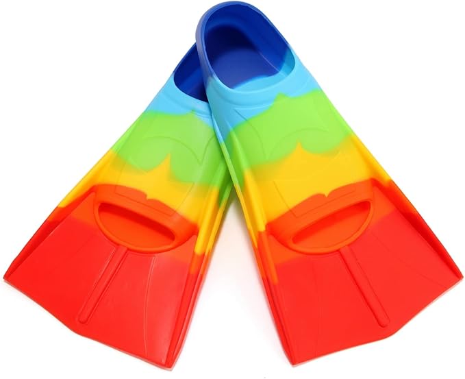 Kids Swim Fins,Short Kids Fins Youth Swimming Flippers for Lap Swimming Training for Children Girls Boys Beginners-StrideForce Fitness