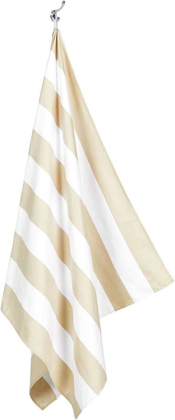 Dock & Bay Beach Towel - Quick Dry, Sand Free - Compact, Lightweight - 100% Recycled - Includes Bag - Cabana Light - Bora Bora Beige - Large (160x90cm, 63x35)-StrideForce Fitness