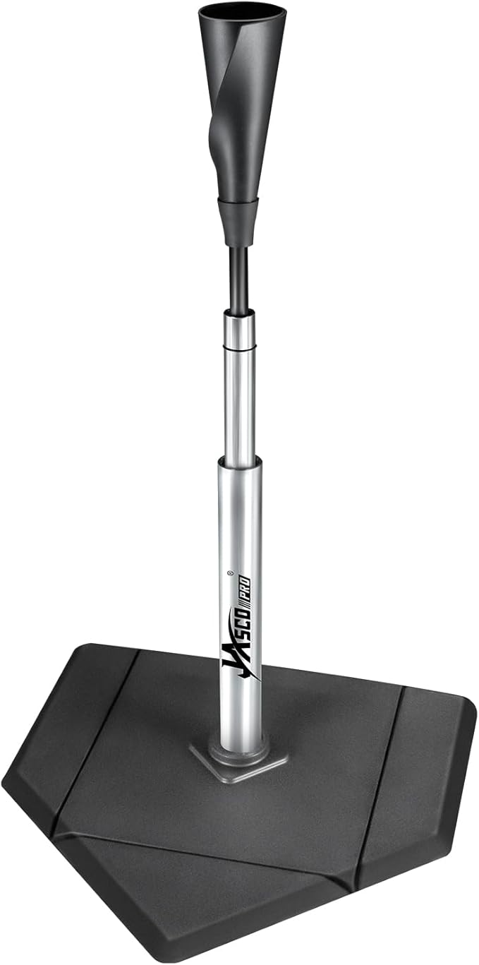 Batting Tee For Baseball And Softball With Traditional Home Plate Base,Alumium Stem,Handroll Rubber Top,Height Adjustable 24 to 46 inche For kids and Adults,Portable Baseball Tee Softball Tee-StrideForce Fitness
