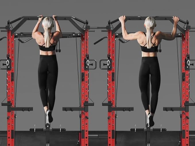 Mikolo Power Cage, Power Rack with Cable Crossover System, 1500LBS Squat Rack with LAT Pull Down System, Workout Cage with Pulley System for Fitness Home Gym-StrideForce Fitness