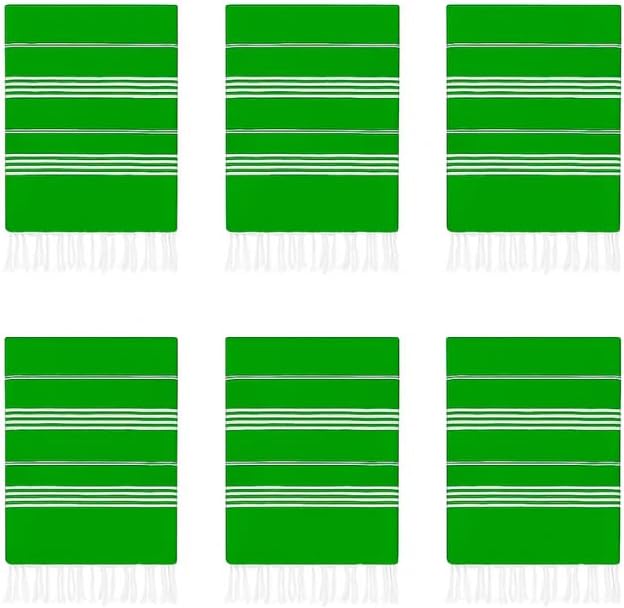 HAVLULAND Turkish Beach Towels, 100% Cotton, Quick-Dry & Sand-Free, Lightweight, Absorbent Bath Towel, Oversized 72"x40" Travel Blanket, Pool & Vacation Stuff Turkish Towels for Adults (Green, 6 Pack)-StrideForce Fitness