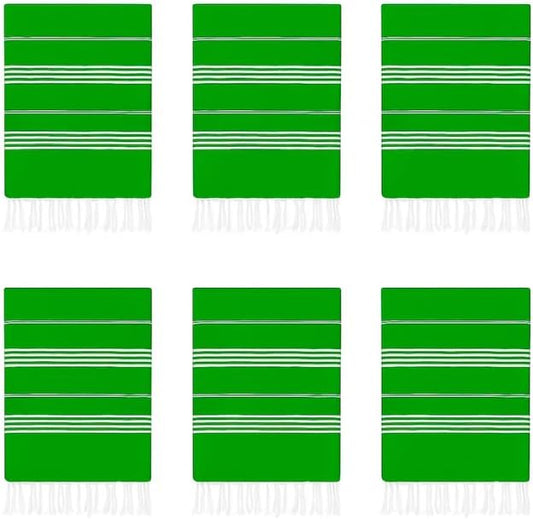 HAVLULAND Turkish Beach Towels, 100% Cotton, Quick-Dry & Sand-Free, Lightweight, Absorbent Bath Towel, Oversized 72"x40" Travel Blanket, Pool & Vacation Stuff Turkish Towels for Adults (Green, 6 Pack)-StrideForce Fitness