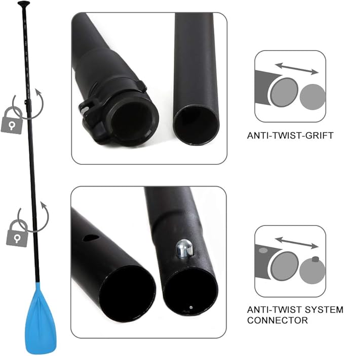 SUP Paddle - 3-Piece Adjustable Aluminium SUP Paddle with Glass Fiber Blade for Surfing, Floating, Water Sports-StrideForce Fitness