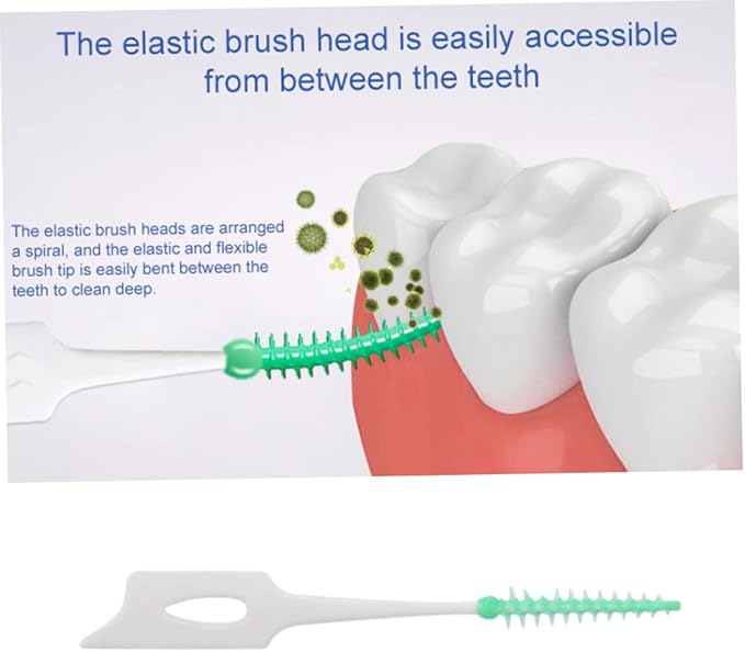 Interdental Brushes Ultra Tight Disposable Tooth Cleaner Brushes Silicone Toothpick Brush for Interdental Spaces Green 160Pcs/Box