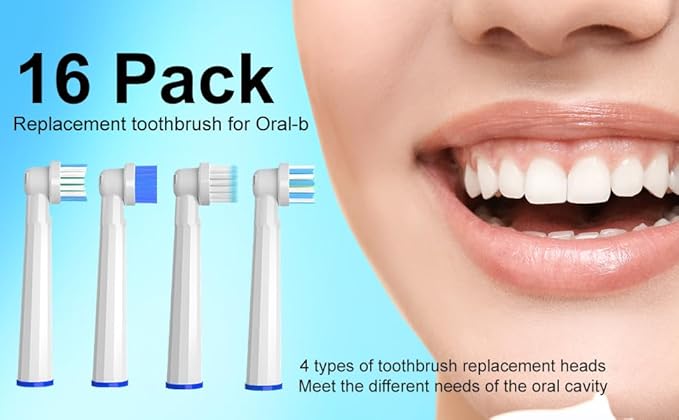 Replacement Heads Compatible with Oral B Braun Electric Toothbrush, 16 Pcs Professional Replacement Heads for Oral B Toothbrush, Brush Heads for Oral B Pro 1000/1500/7500/3000/7000/8000/500