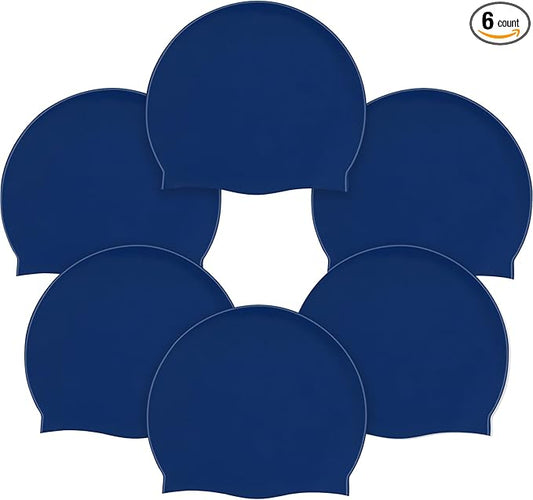 Syhood 6 Pieces Unisex Adult Silicone Swim Cap Waterproof Swimming Hat Non Slip Pool Hat Elastic Silicone Cap for Long and Short Hair-StrideForce Fitness
