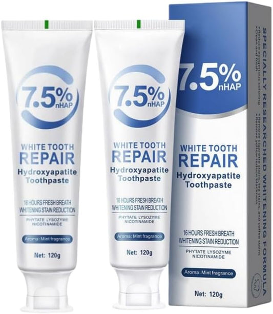 2PCS Hydroxyapatite Toothpastes for Enamel Protection and Tooth Strengthening, Gentle Mint, Fresh Breath, Daily Use for Oral Health, Natural and Safe 4.23oz