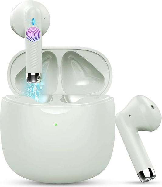 Wireless Earbuds, Bluetooth 5.4 Earbuds Stereo Bass, Bluetooth Headphones in Ear with Noise Cancelling Mic, Earphones IP7 Waterproof Sports, 32H Playtime USB C Charging Green Ear Buds for Android iOS-StrideForce Fitness