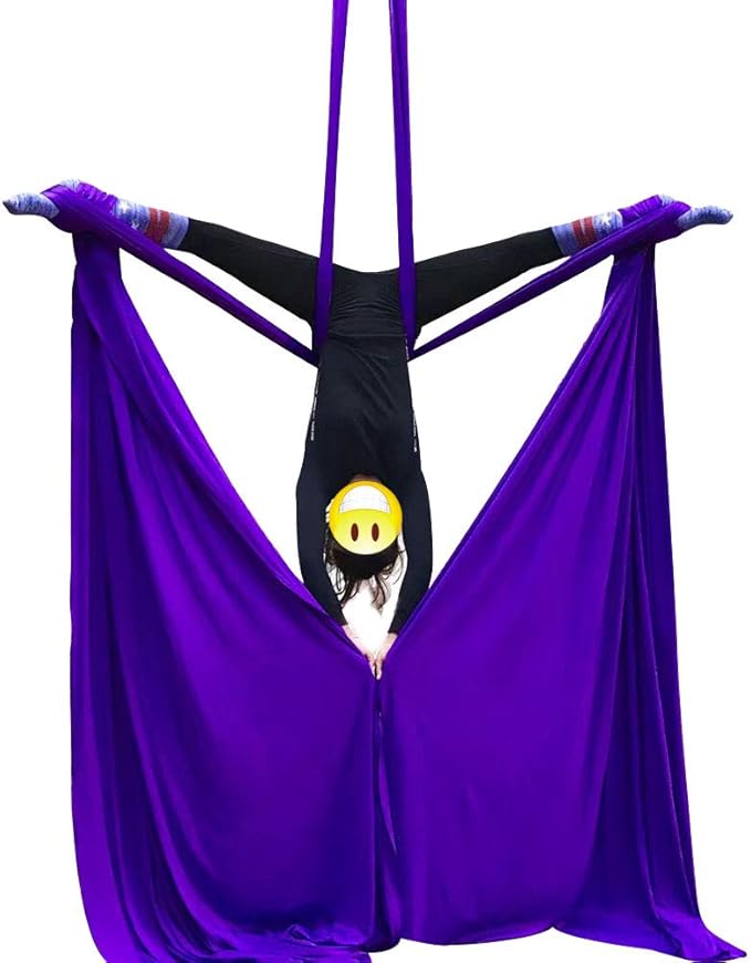 DASKING Aerial Silks Starter Kit - Durable 11Yards of Aerial Yoga Hammock with Hardware, Aerial Swing for Acrobatic Flying Yoga & All Levels (Aerial Rigging Point Up to 14ft)-StrideForce Fitness