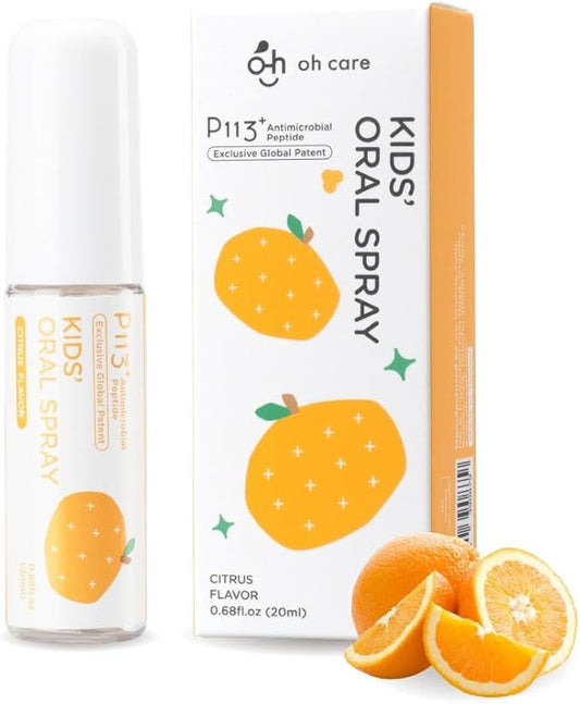 Mouth Spray for Kids, Toddler Toothpaste Helper, Fluoride Free Baby Toothpaste Cavity Protection, Oral Care with Natural P113+ Antibacterial Peptide - for Newborns to Age 12 (Citrus)