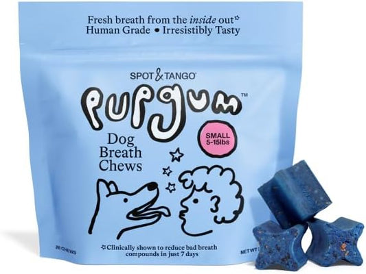 Spot & Tango PupGum Dog Dental Chews for Fresh Breath & Teeth Cleaning – Clinically Proven Plaque & Tartar Control – Human-Grade, Vet-Developed Daily Dental Care Treats for Dogs 5-15lbs – Made in USA
