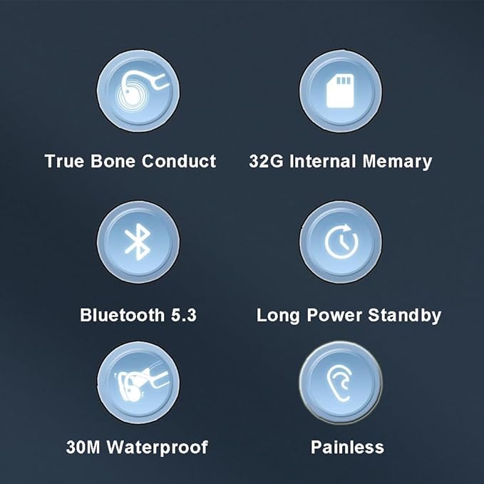 IHAO Swimming Headphones True Bone Conduction Open Ear Headset MP3 Player Built-in 32G Memory IP68 Underwater Waterproof Stereo Bluetooth Earphone for Driving Bicycling Running Skiing-X10 Black-StrideForce Fitness