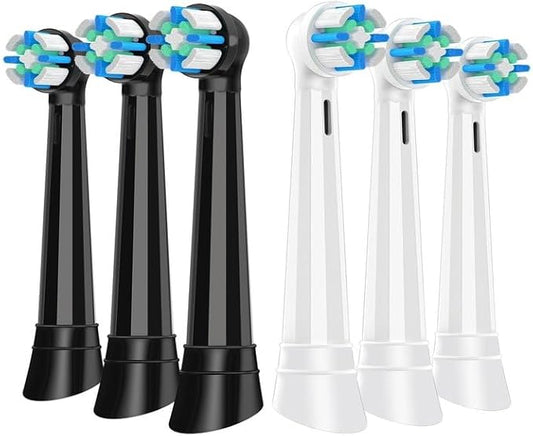 6 Count IO Replacement Heads Compatible with Oral B IO 2/3/4/5/6/7/8/9/10 Series Electric Toothbrushes, Medium Softness Brush Heads Compatible with Oral B iO for Teeth and Gums Care (Black White)