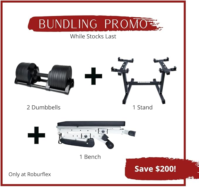 Adjustable Dumbbell (Single) by ROBURFLEX for Workout Strength Training Fitness Home Gym-StrideForce Fitness