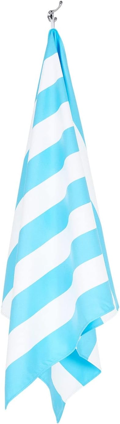 Dock & Bay Beach Towel - Quick Dry, Sand Free - Compact, Lightweight - 100% Recycled - Includes Bag - Cabana Light - Tulum Blue - Large (160x90cm, 63x35)-StrideForce Fitness