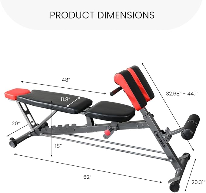 Finer Form Multi-Functional FID Weight Bench for Full All-in-One Body Workout – Hyper Back Extension, Roman Chair, Adjustable Ab Sit up Bench, Incline Decline Bench, Flat Bench-StrideForce Fitness