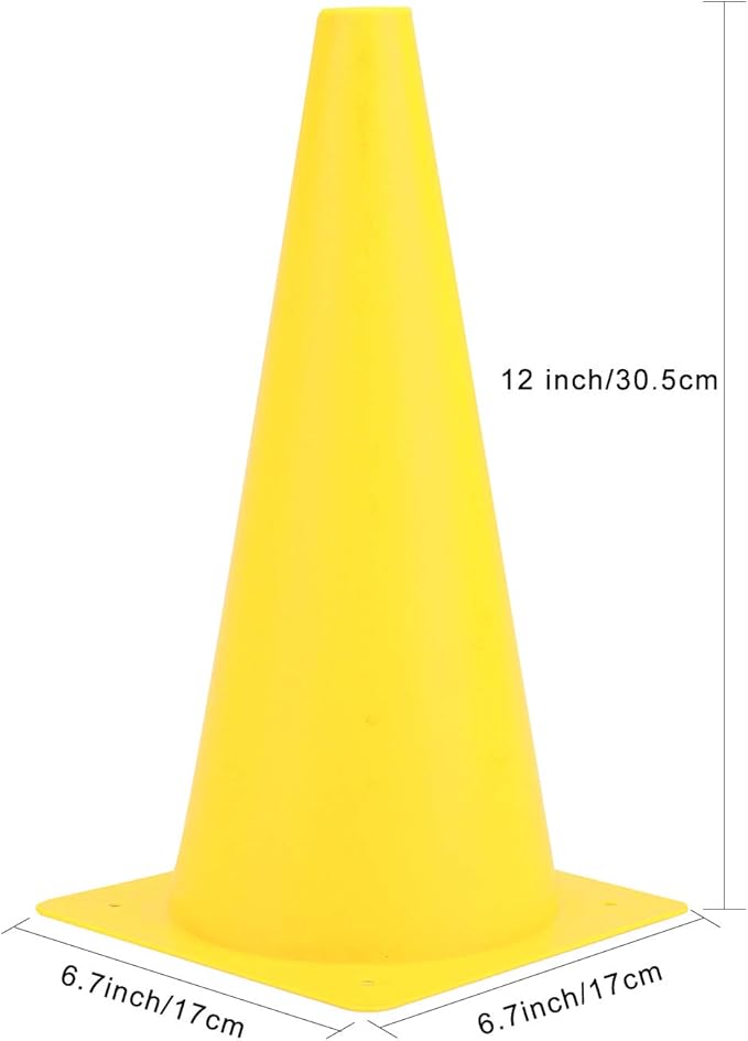 12 Inch Traffic Training Cones, Plastic Safety Parking Cones, Agility Field Marker Cones for Soccer Basketball Football Drills Training, Outdoor Sport Activity & Festive Events - 6 Colors-StrideForce Fitness