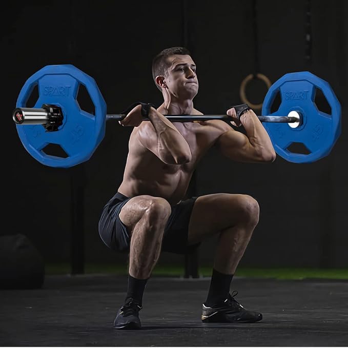 SPART Color Coded Weight Plate 2-Inch Rubber Coated Olympic Grip Plate for Barbell, Solid Cast Iron Weight Plates for Strength Training, Weightlifting, Crossfit, Home Gym, 2.5LB/5LB/10LB/25LB/35LB/45LB, Pair-StrideForce Fitness