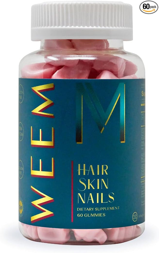 WEEM Hair Skin and Nails Gummies - Supports Healthy Hair - Vegan biotin Vitamins for Women & Men Supports Faster Hair Growth, Stronger Nails, Healthy Skin, Extra Strength (1)-StrideForce Fitness