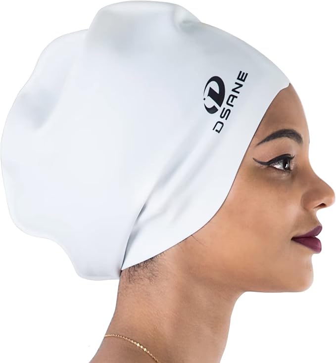 Dsane Extra Large Swimming Cap for Women and Men,Special Design Swim Cap for Very Long Thick Curly Hair&Dreadlocks Weaves Braids Afros Silicone Keep Your Hair Dry-StrideForce Fitness